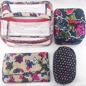 Vera Bradley train case with 3 travel bags inside